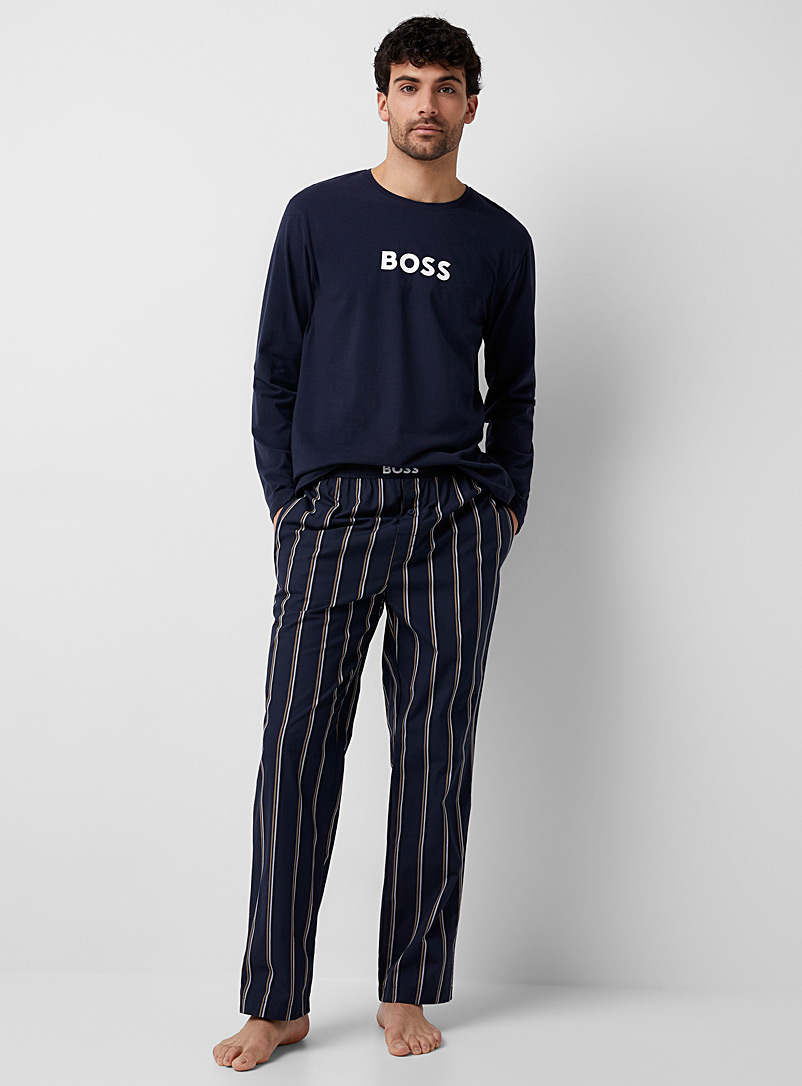 BOSS Marine Blue Dark stripe pyjama set for men