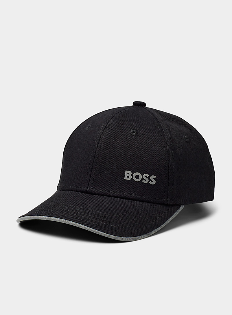 BOSS Black Grey logo trimmed cap for men