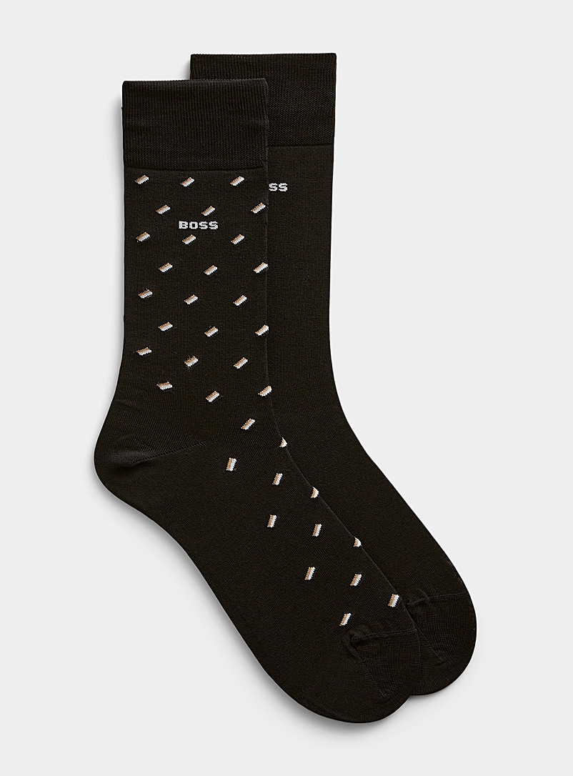 BOSS Black Solid and confetti logo socks Set of 2 for men