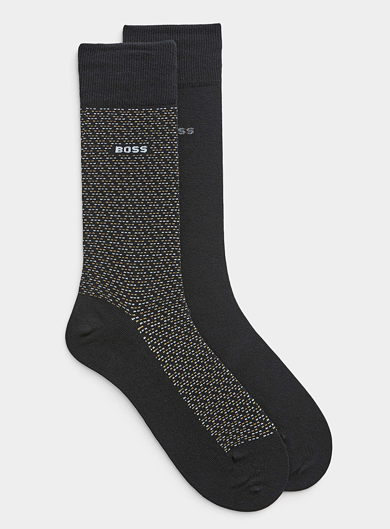 BOSS Black Solid and flecked socks 2-pack for men
