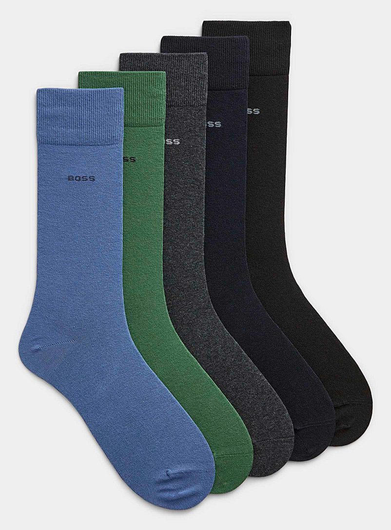 BOSS: Les chaussettes habillées unies Emballage de 5 Assorti pour homme