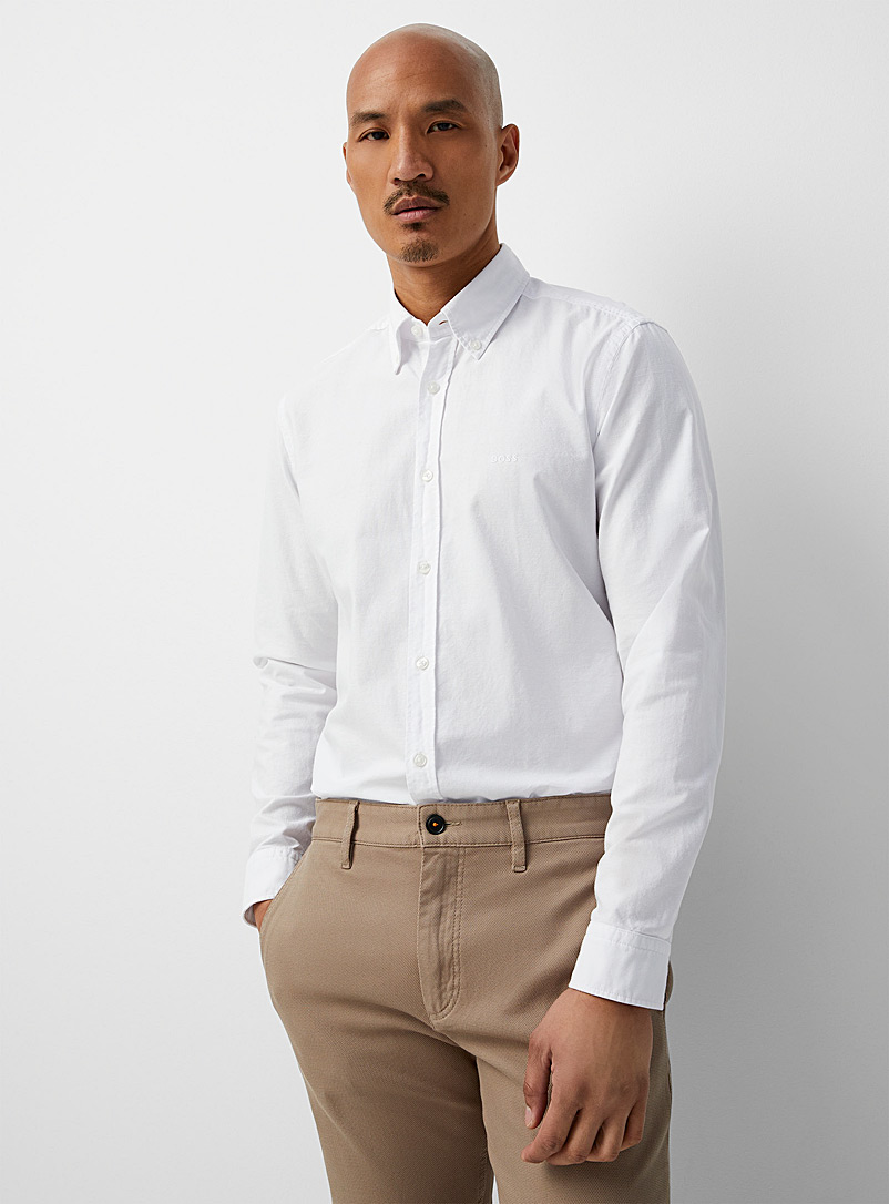BOSS White Rickert Oxford shirt for men