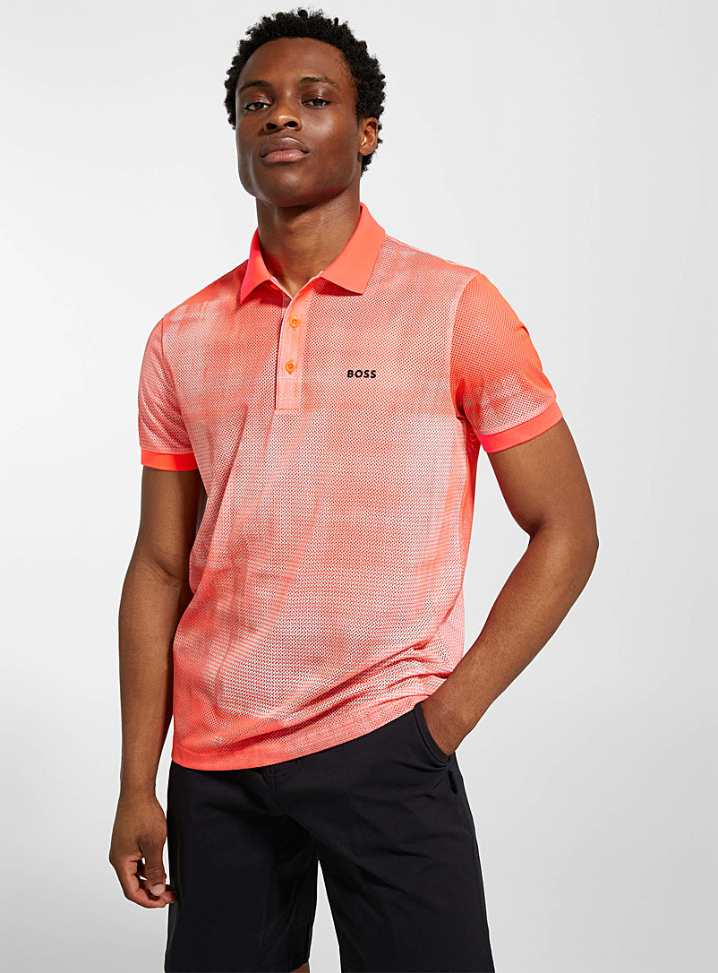 BOSS Assorted coral  Faded-coral mesh golf polo for error