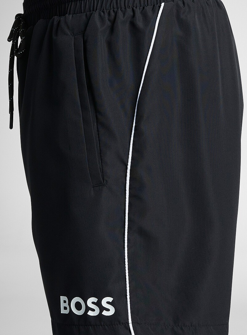 BOSS Black Contrast-trim swim short for men