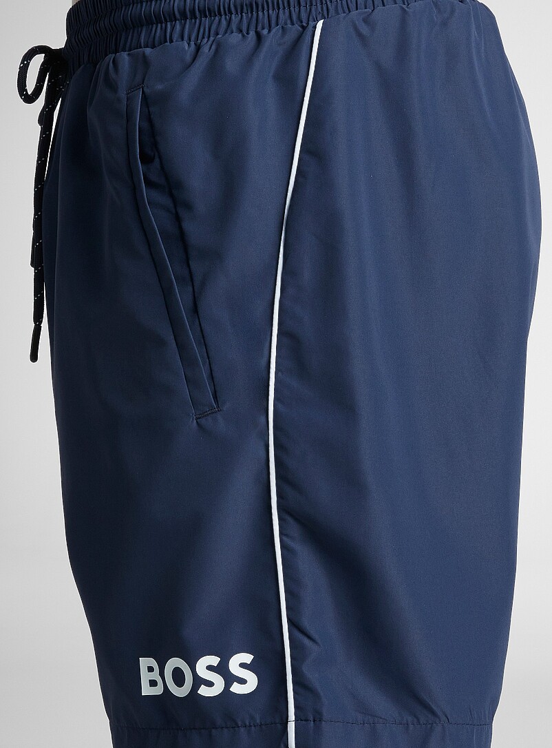 BOSS: Le maillot short lis&eacute;r&eacute; contraste Bleu marine - Bleu nuit pour homme