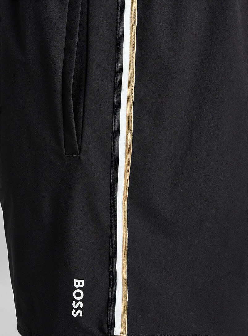 BOSS Black Three-stripe black swim trunk for men