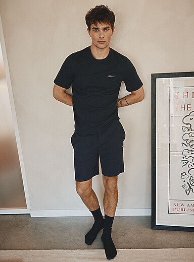 Le short pyjama gaufr&eacute; logo brod&eacute;
