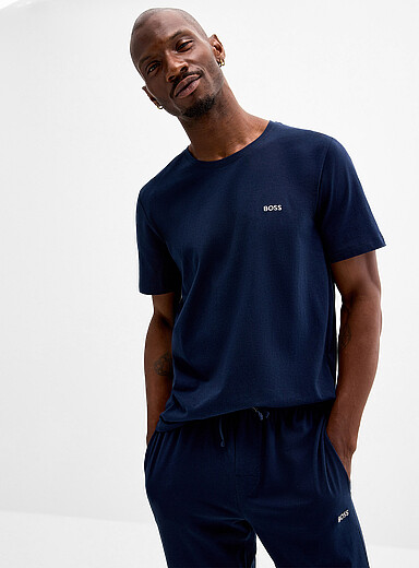 BOSS: Le t-shirt monochrome Bleu marine - Bleu nuit pour homme