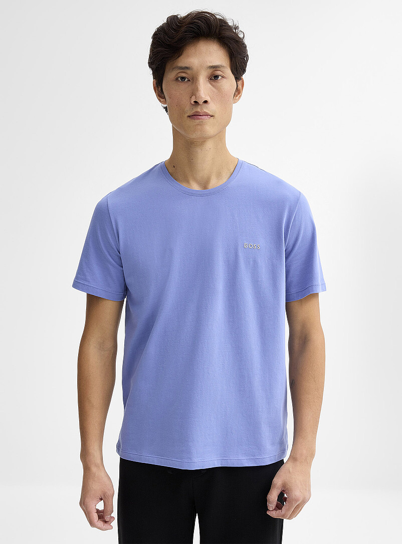 BOSS: Le t-shirt extensible uni Bleu p&acirc;le - Bleu ciel pour homme