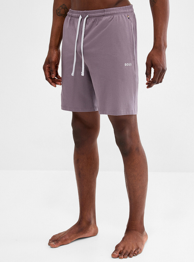 BOSS: Le short d&eacute;tente extensible uni Aubergine - Prune pour homme