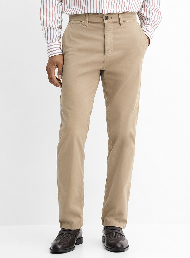 BOSS Beige Minimalist stretch chinos <b>Straight fit</b> for men