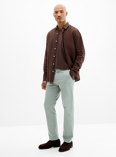BOSS Mint/Pistachio Green Minimalist stretch chinos <b>Straight fit</b> for men