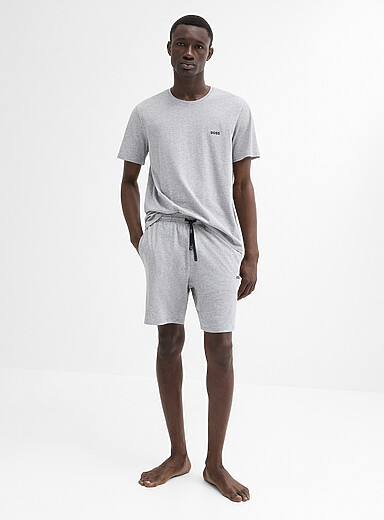 BOSS: Le short d&eacute;tente jersey extensible Gris pour homme