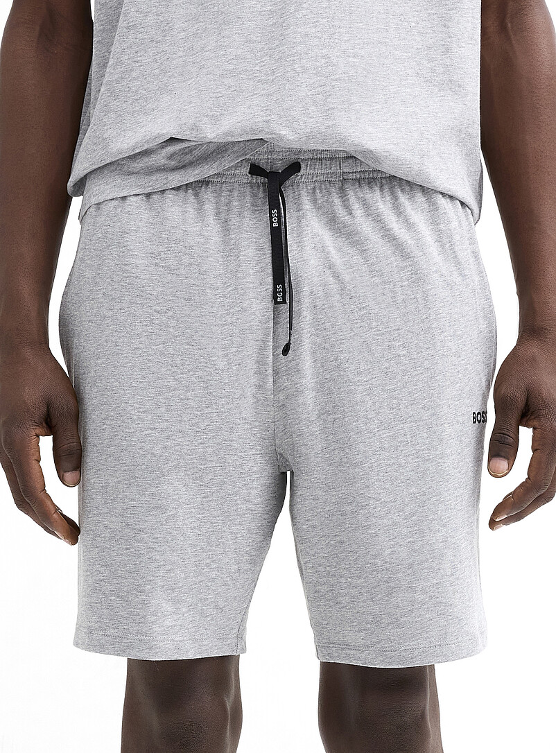 BOSS: Le short d&eacute;tente jersey extensible Noir pour homme