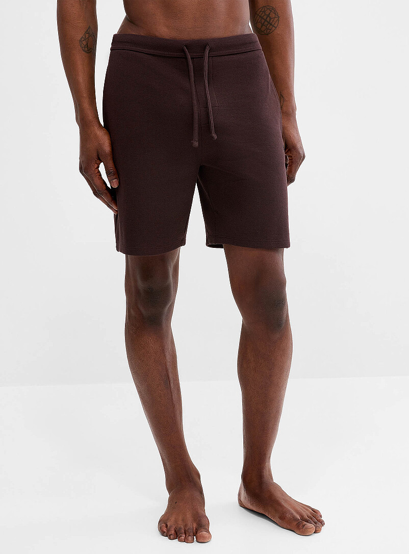 BOSS: Le short pyjama gaufr&eacute; uni Vert fonc&eacute; - Mousse pour homme