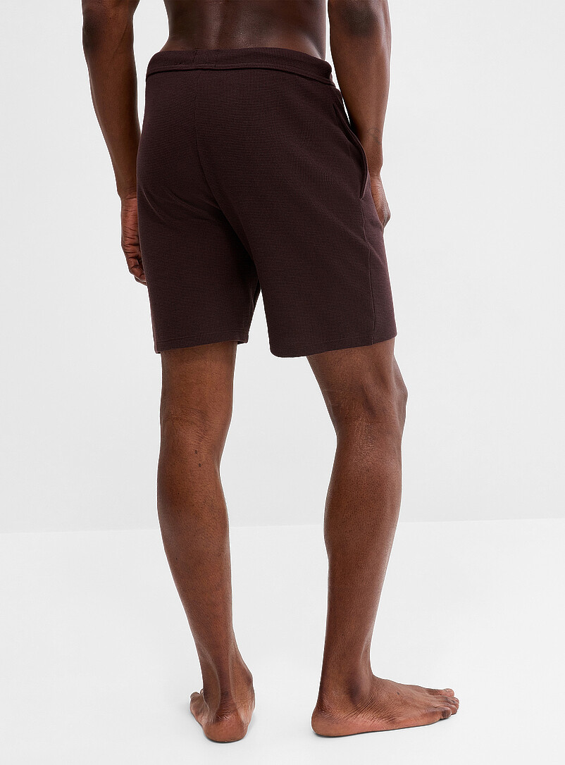BOSS: Le short pyjama gaufr&eacute; uni Vert fonc&eacute; - Mousse pour homme
