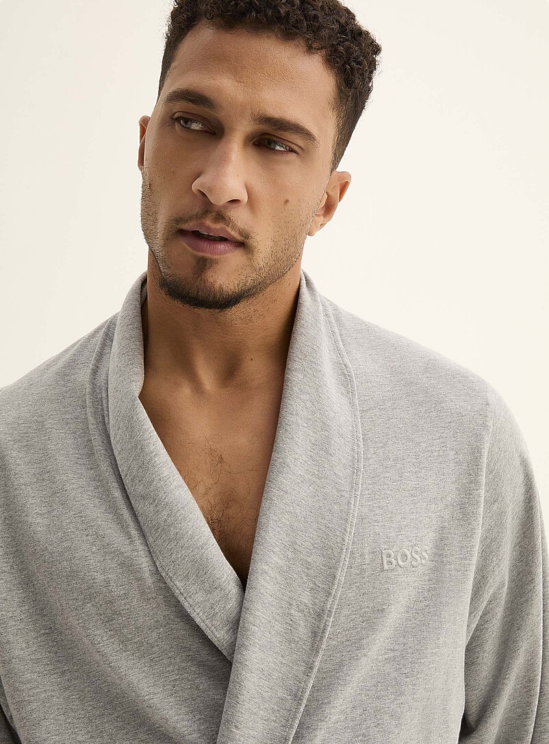 BOSS Grey Lightweight jersey robe for men