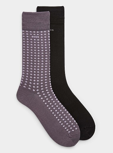 Mini-diamond/solid dress socks 2-pack