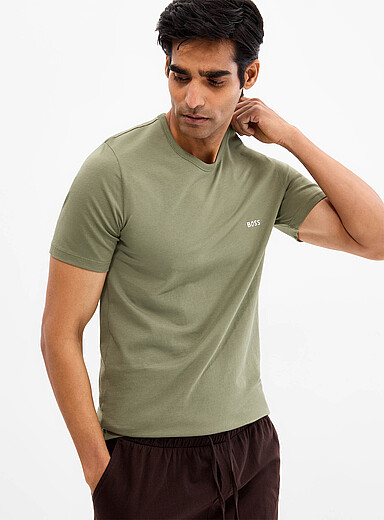 Embroidered logo solid crew neck undershirt