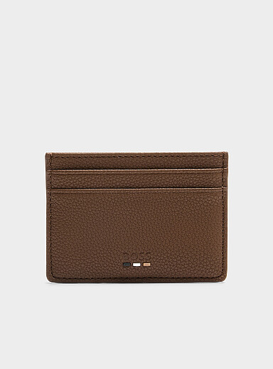 Pebbled faux-leather card holder
