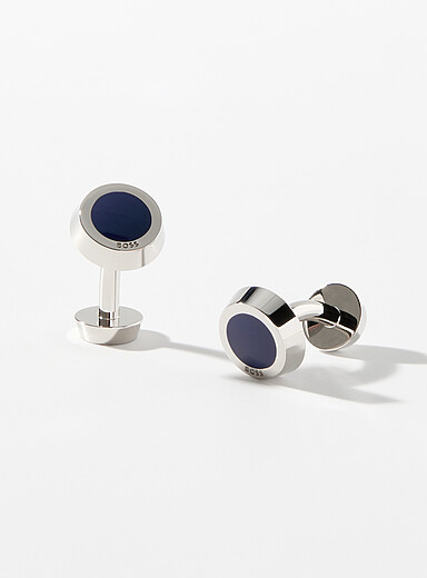 Les boutons de manchette circulaires pierre noire