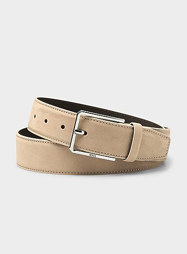 BOSS Sand Velvety espresso belt for men