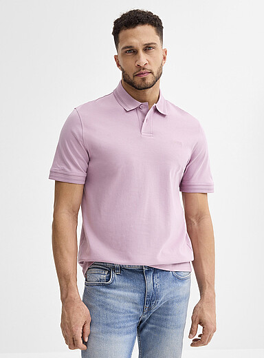 BOSS Pink Embroidered logo interlock jersey polo for men