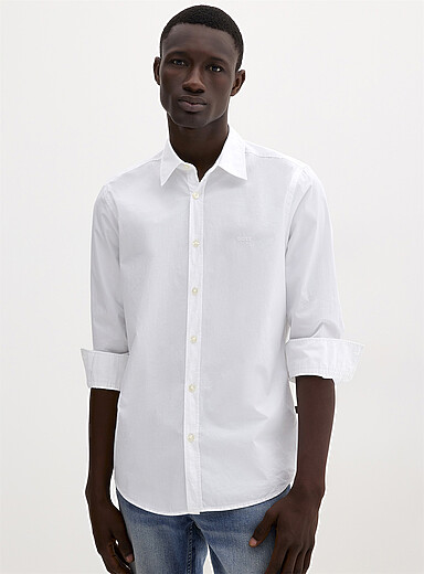 Embroidered logo poplin shirt <b>Regular fit</b>