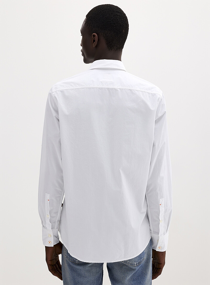 BOSS: La chemise popeline logo brod&eacute; <b>Coupe r&eacute;guli&egrave;re</b> Blanc pour homme