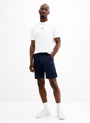 BOSS Indigo/Dark Blue Semi-plain chino Bermudas for men