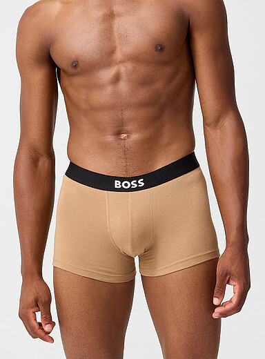 BOSS Brown 2" solid trunk Cotton for men