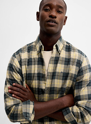 BOSS Green Rickert check flannel shirt <b>Regular fit</b> for men