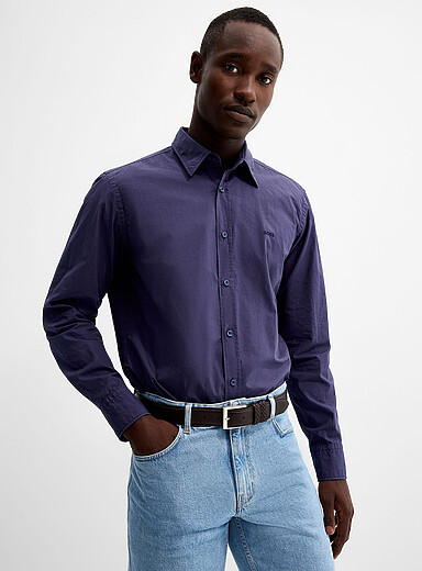BOSS Navy/Midnight Blue Relegant poplin shirt <b>Regular fit</b> for men
