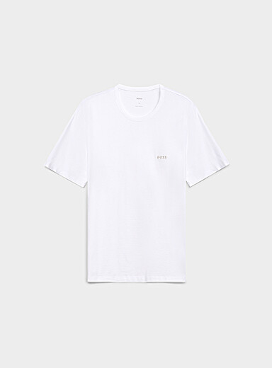 BOSS White Small embroidered logo lounge T-shirt for men