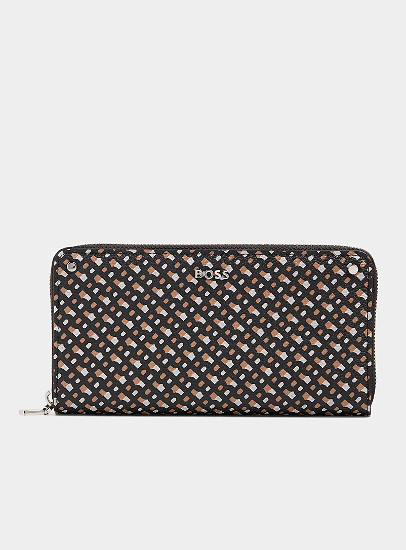 BOSS Patterned Black Cindy signature wallet for women