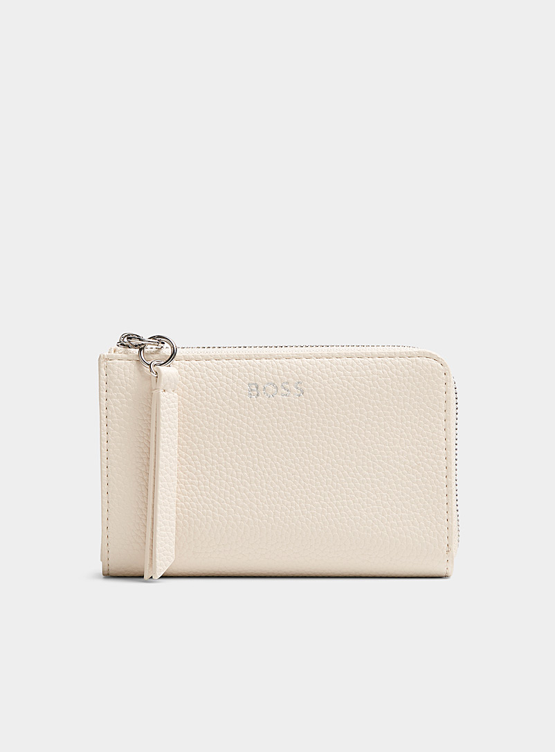 BOSS Ivory White Solid Rachel mini wallet for women