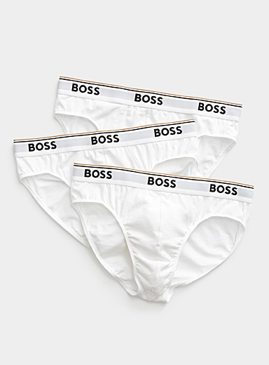 Solid logo-waistband briefs Cotton 3-pack