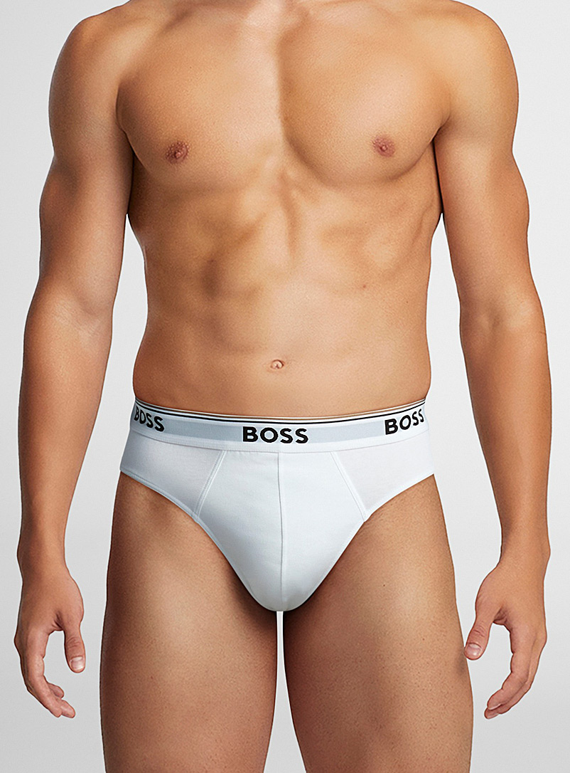 BOSS Patterned Red Solid logo-waistband briefs Cotton 3-pack for men