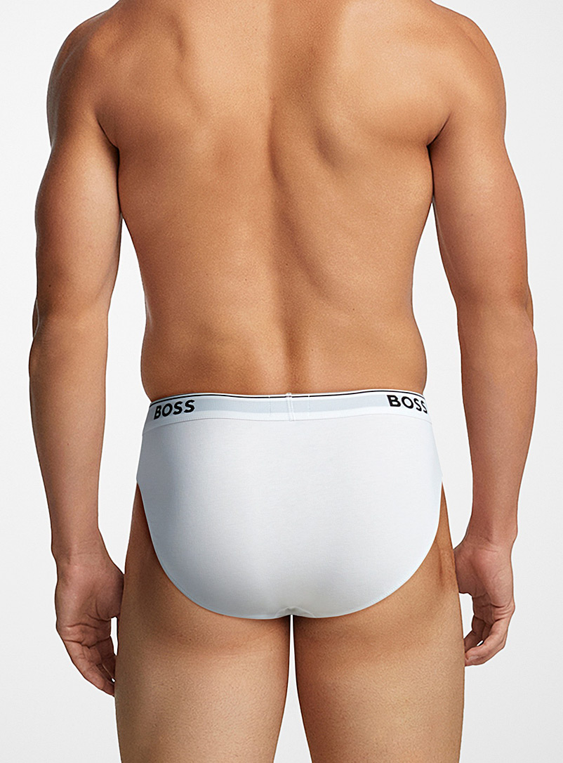 BOSS Patterned Red Solid logo-waistband briefs Cotton 3-pack for men