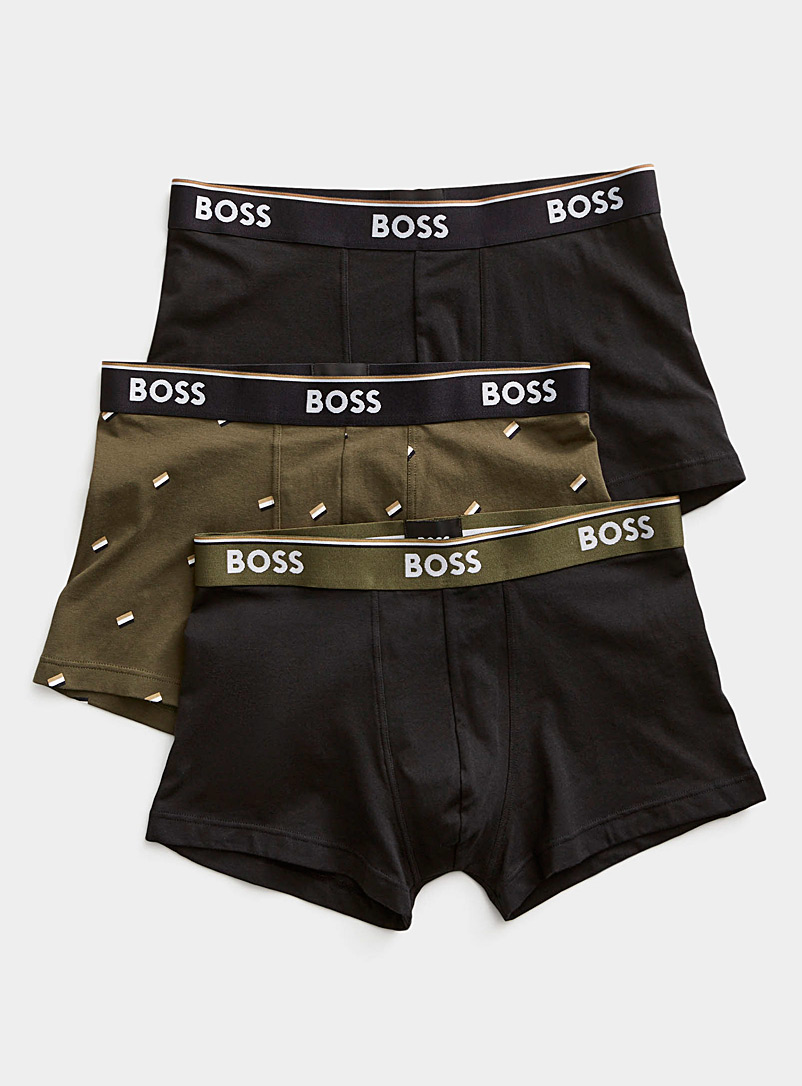 BOSS Assorted black  Solid and mini-pattern trunks 3-pack for men