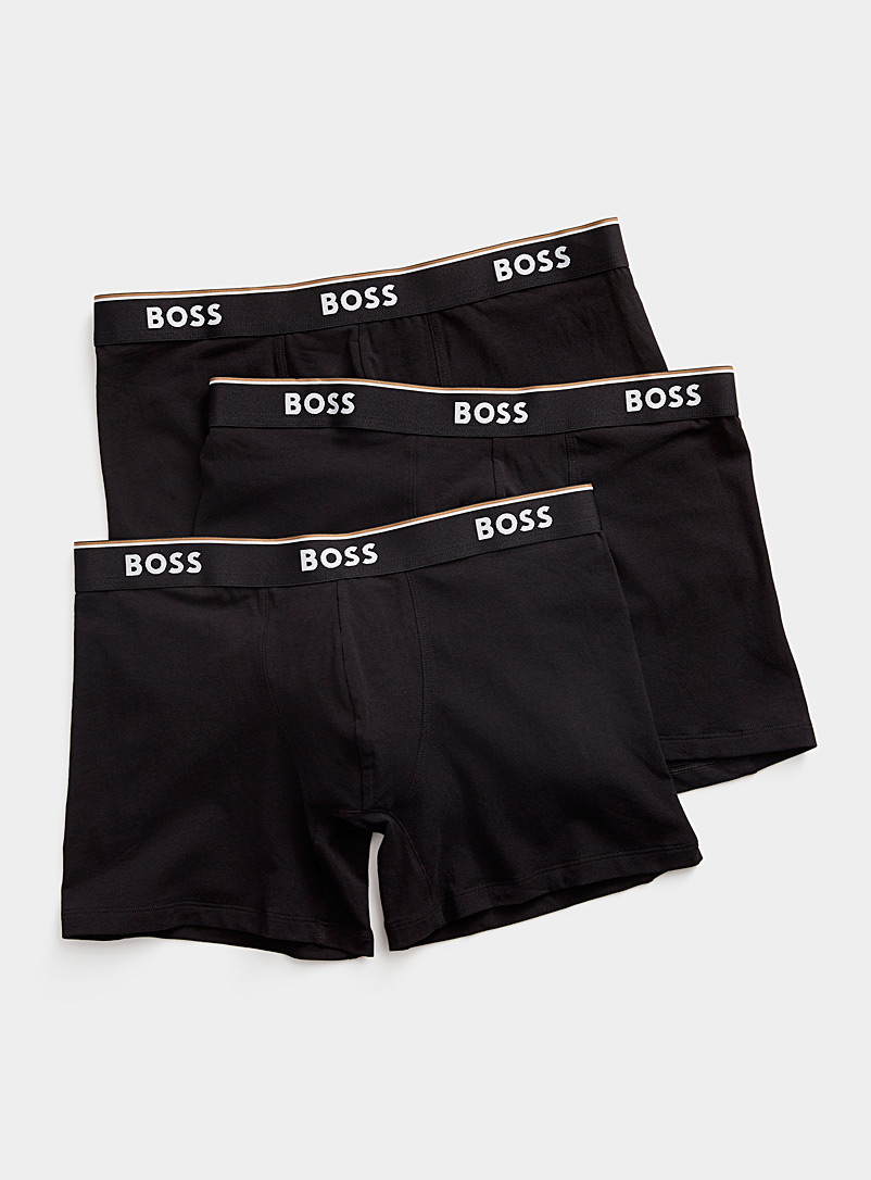 BOSS Black Logo-waist black boxer briefs 3-pack for men