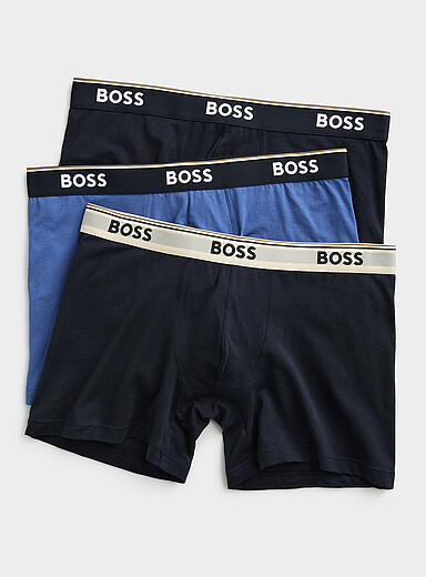 BOSS: Les boxeurs longs palette bleue 5 po Power Emballage de 3 Bleu &agrave; motifs pour homme