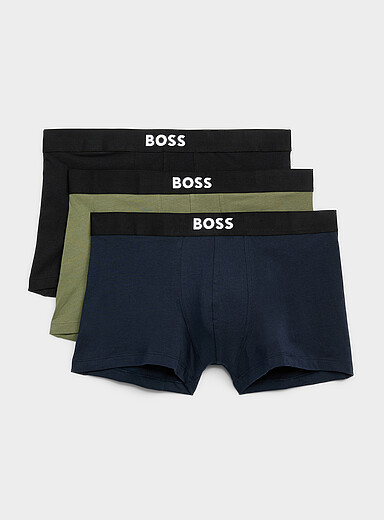 3" black/navy/khaki trunks Cotton 3-pack
