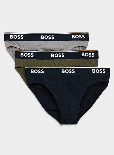 Les slips marine/kaki/gris Cotton Stretch Emballage de 3