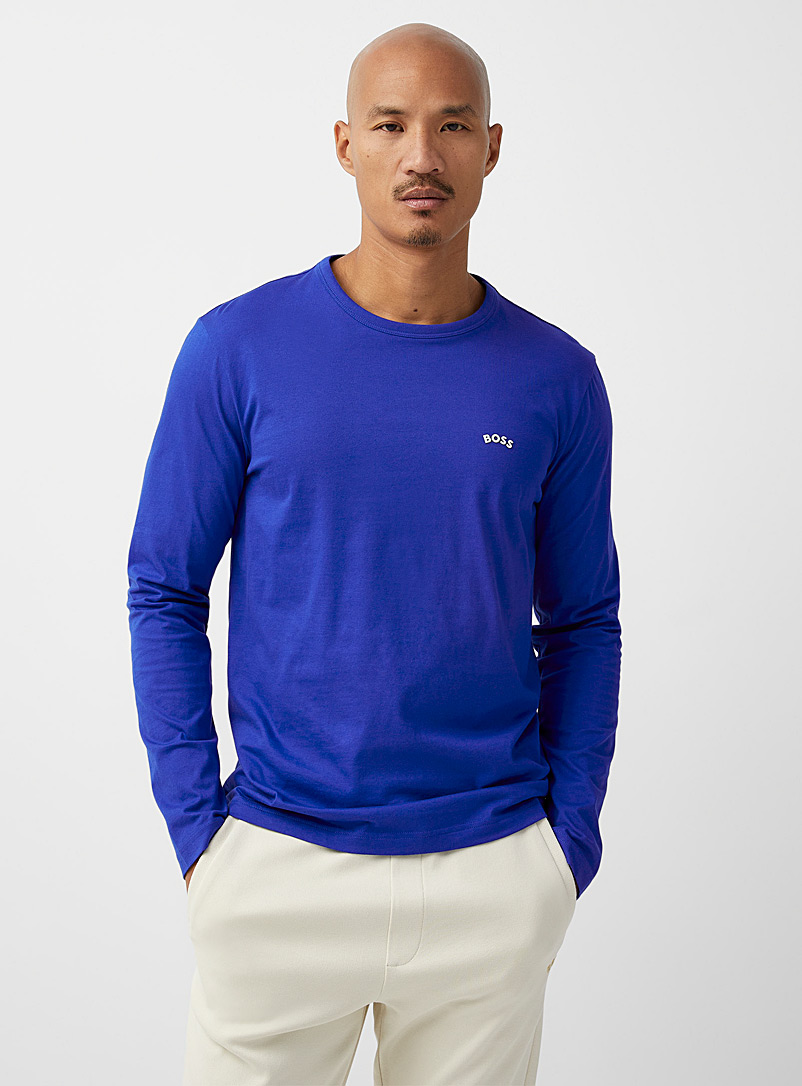 BOSS: Le t-shirt signature minimale Bleu moyen-ardoise pour homme