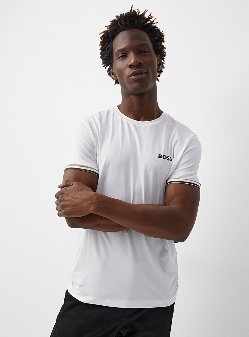BOSS: Le t-shirt microfibre MB Blanc pour homme