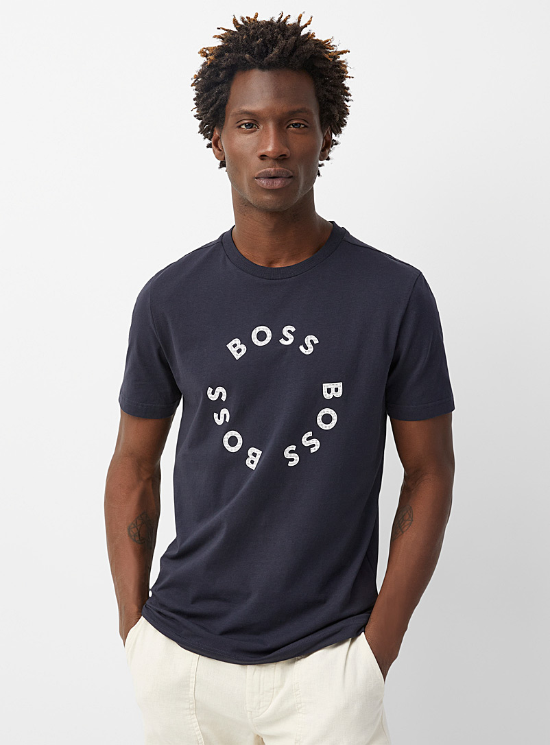 BOSS: Le t-shirt logo circulaire Marine pour homme