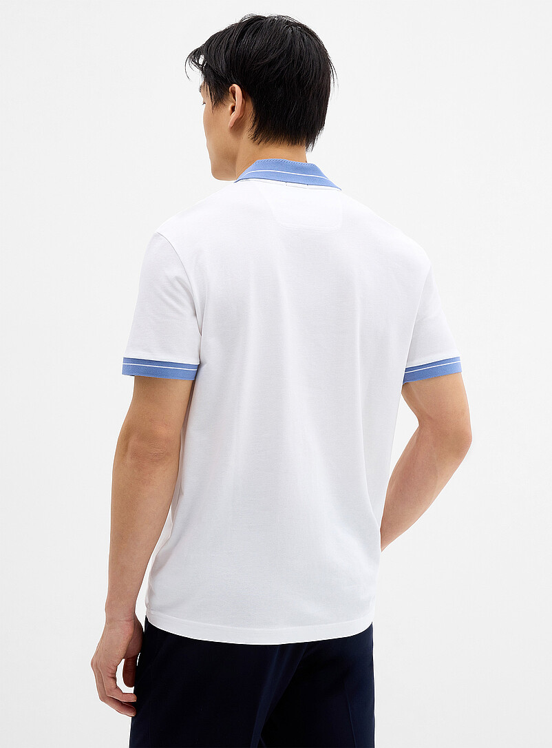 BOSS: Le polo extensible bordures en accent Blanc pour homme