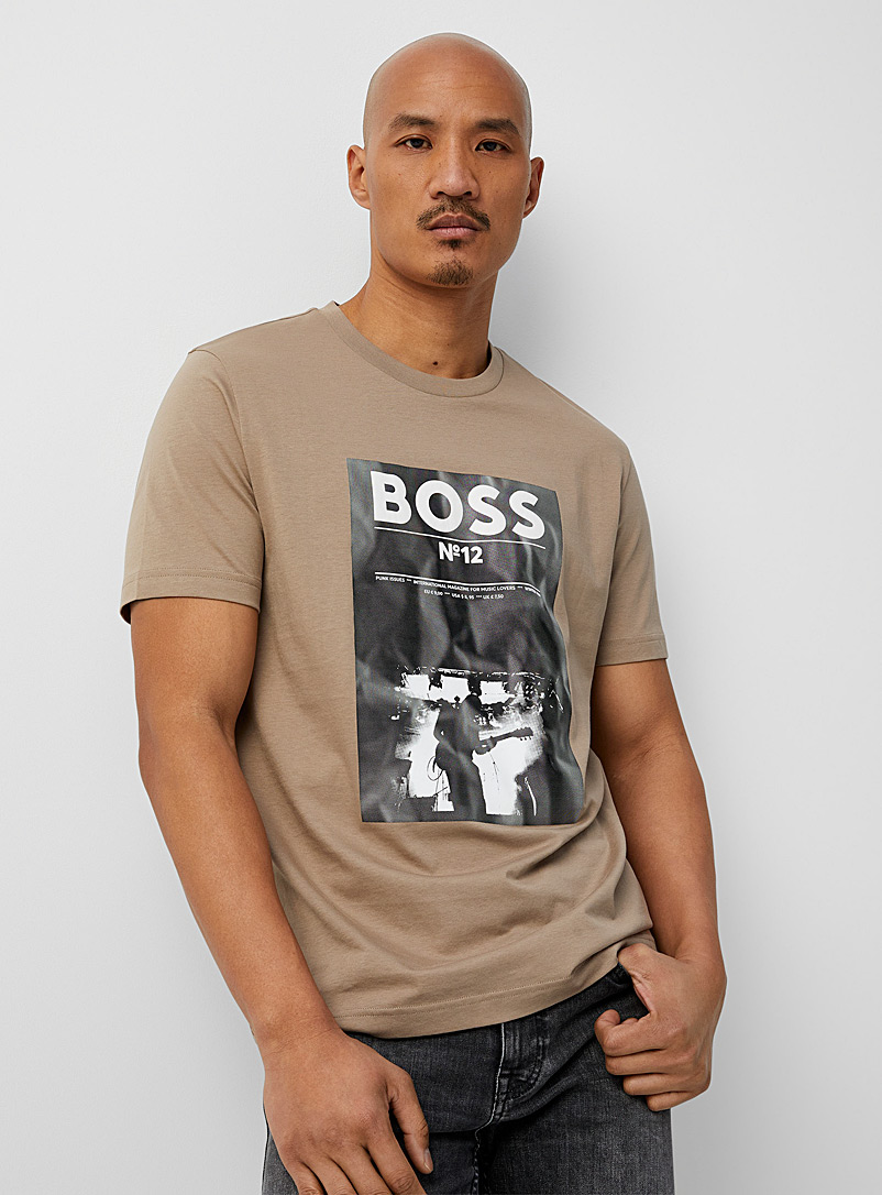 BOSS: Le t-shirt Boss No 12 Brun pour homme