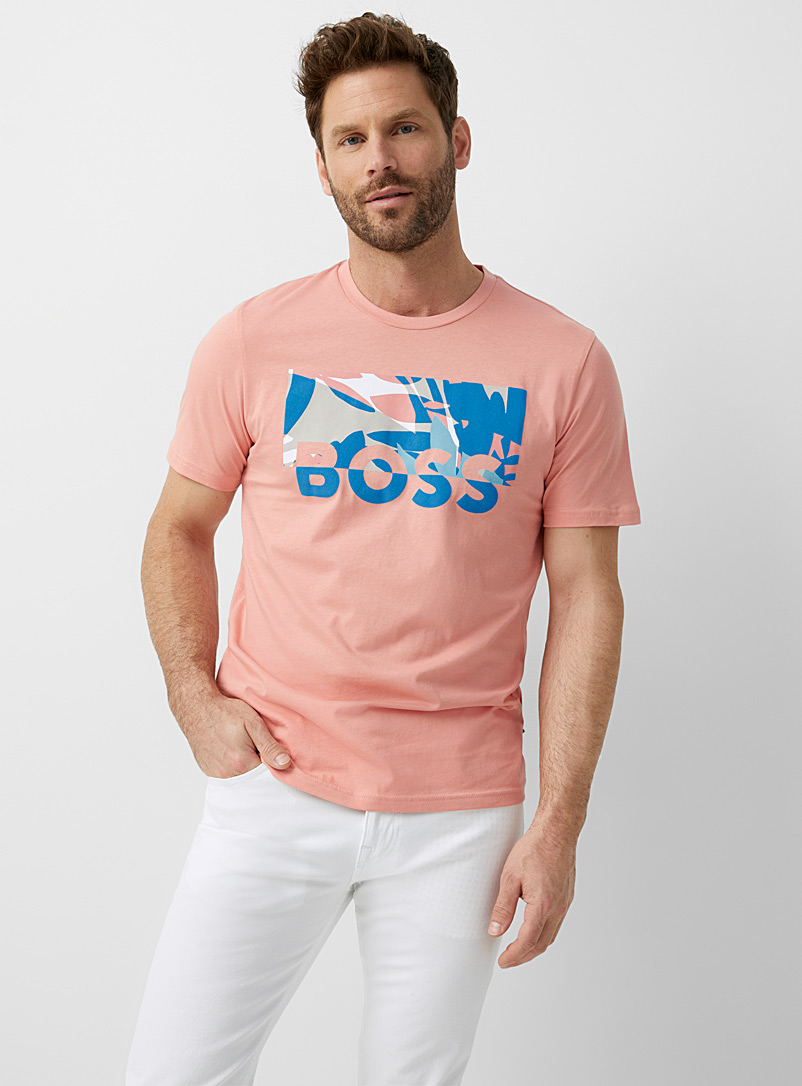 BOSS: Le t-shirt Thinking mosaïque Corail pour homme